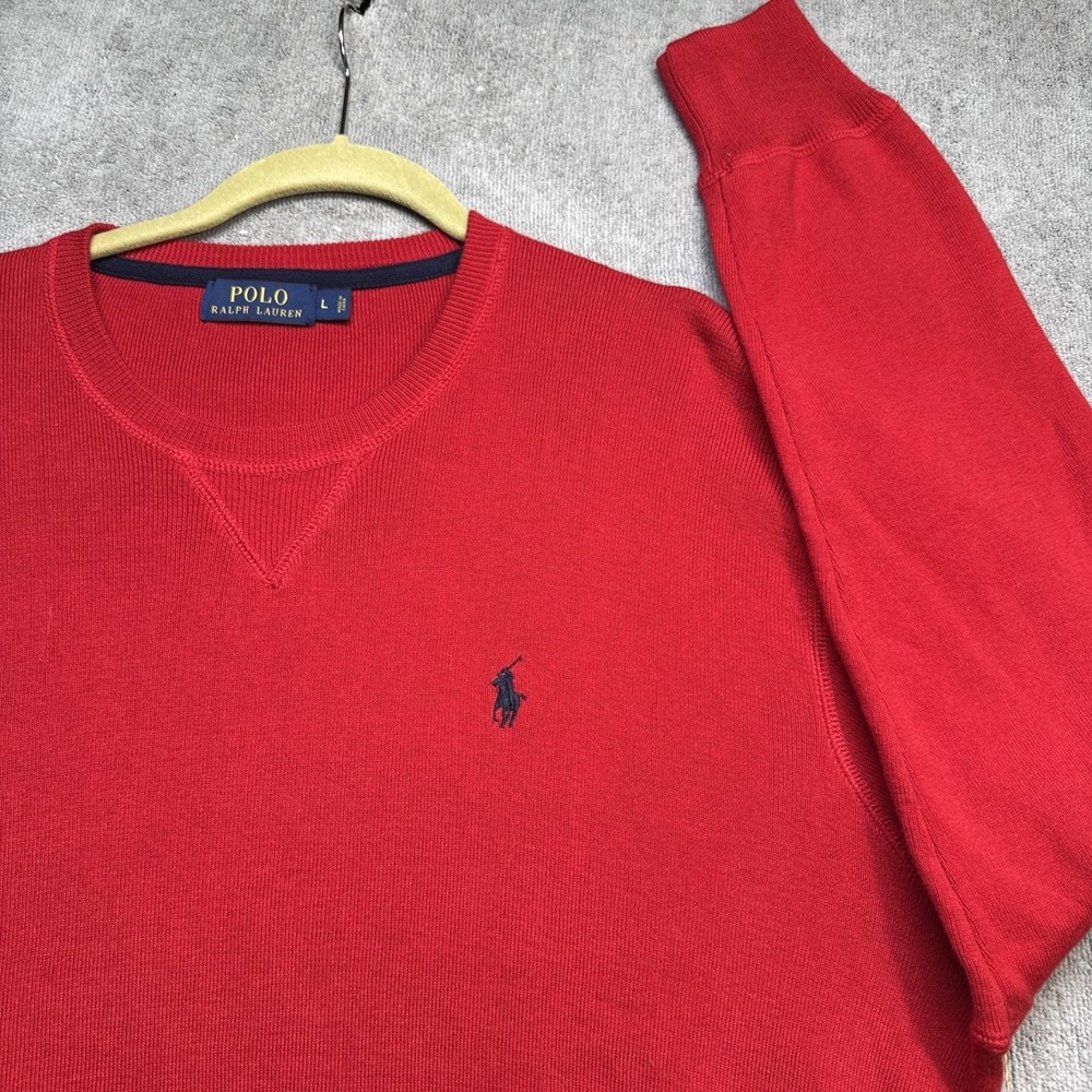 Polo Ralph Lauren Men's Red Crew Neck Sweater Preppy Holiday Classic Large